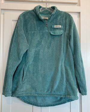 Magellan Outdoors teal classic fit 1/4 zip Textured Fleece pullover Large